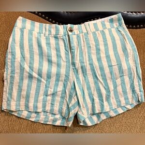 Old Navy Blue and White Linen Striped shorts NWOT